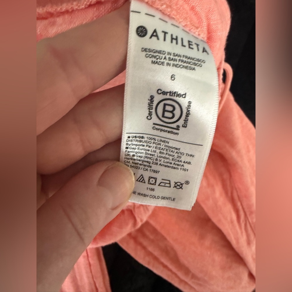 Athleta Women's Retreat Linen Joggers Coral Pink Size 6. - Picture 5 of 5